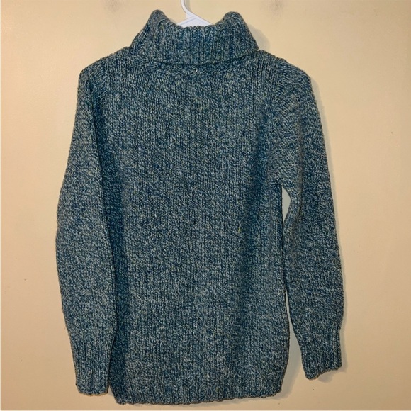 Fisherman Out of Ireland Wool Sweater women’s small green blue - Picture 4 of 4